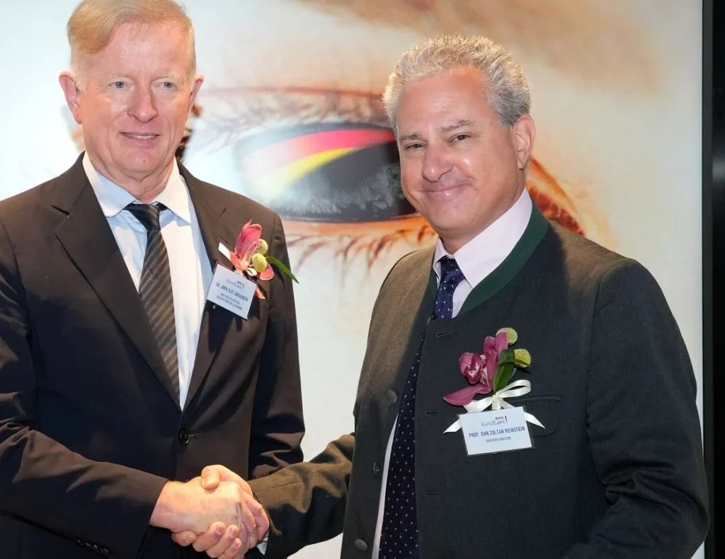 Prof. Dan Reinstein (til højre), medopfinder af SMILE, med Dr. Jørn Slot Jørgensen (til venstre), grundlægger af EuroEyes